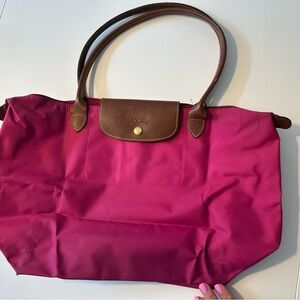Pink Tote Bag with Brown Accents